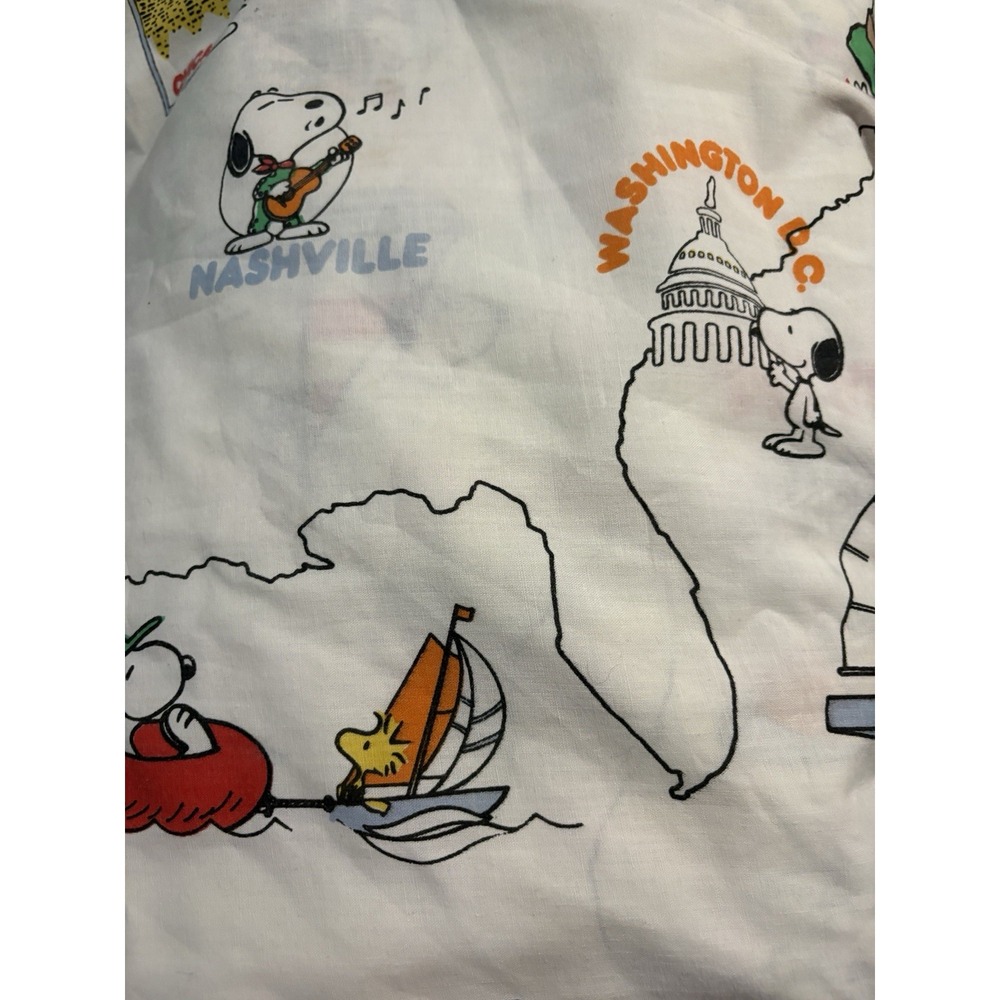 Super rare! Vintage "See America With Snoopy" twin sheet flat only 1970's vgc